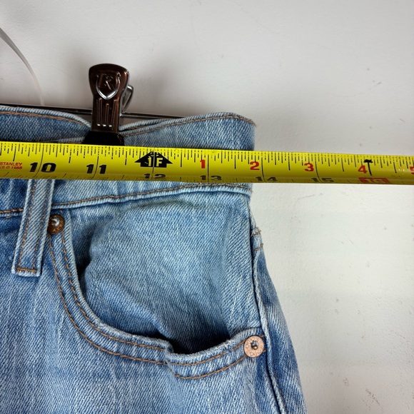 Aeropostale Women’s Straight Leg White Wash Denim Mom Jeans Raw Edge Hem Sz 6 - Picture 7 of 9